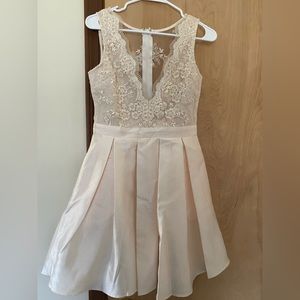 SMALL CREAM COLORED SATIN AND LACE DRESS